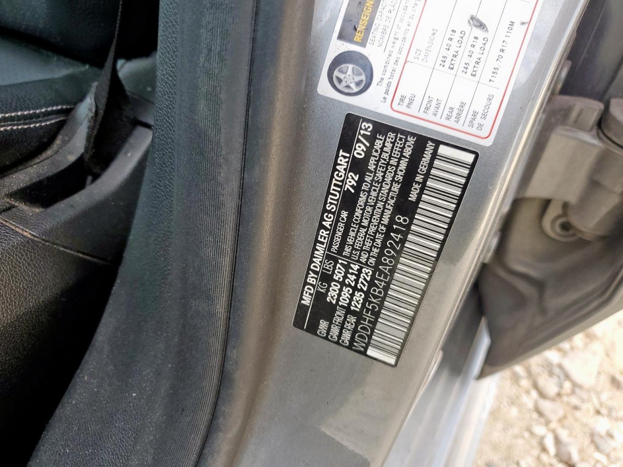 2014 Mercedes-Benz E 350 VIN: WDDHF5KB4EA892418 Lot: 93321225