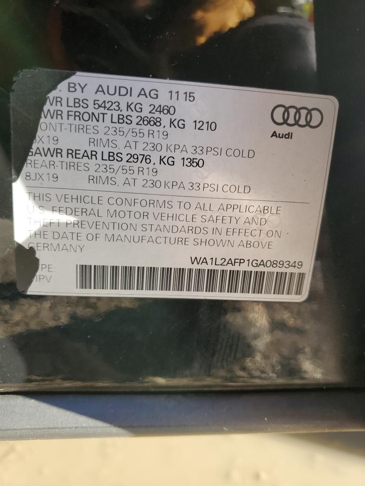 2016 Audi Q5 Premium Plus VIN: WA1L2AFP1GA089349 Lot: 91314335