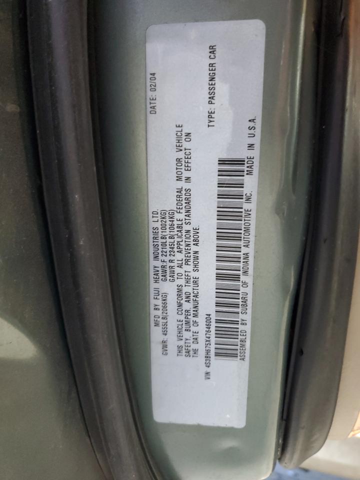 2004 Subaru Legacy Outback Awp VIN: 4S3BH675X47646004 Lot: 90915345