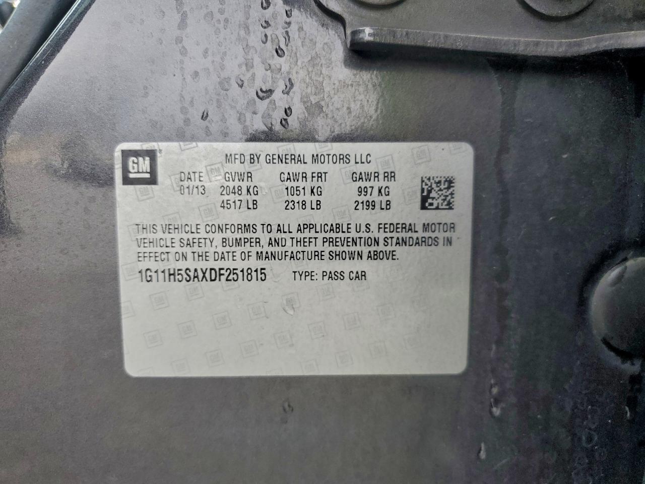 2013 Chevrolet Malibu Ltz VIN: 1G11H5SAXDF251815 Lot: 93877815