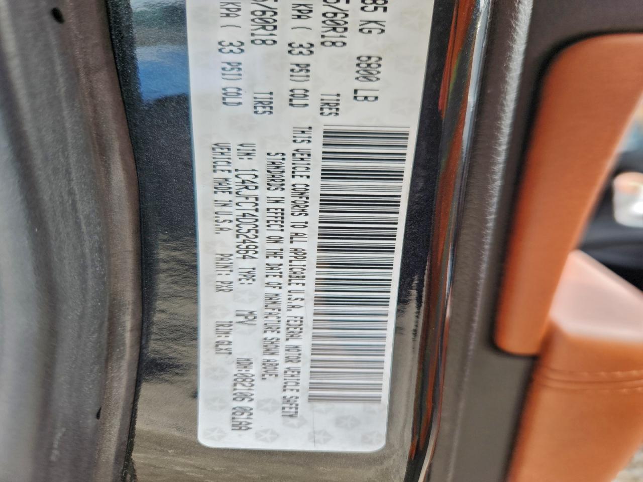 2013 Jeep Grand Cherokee Overland VIN: 1C4RJFCT4DC524964 Lot: 94368815