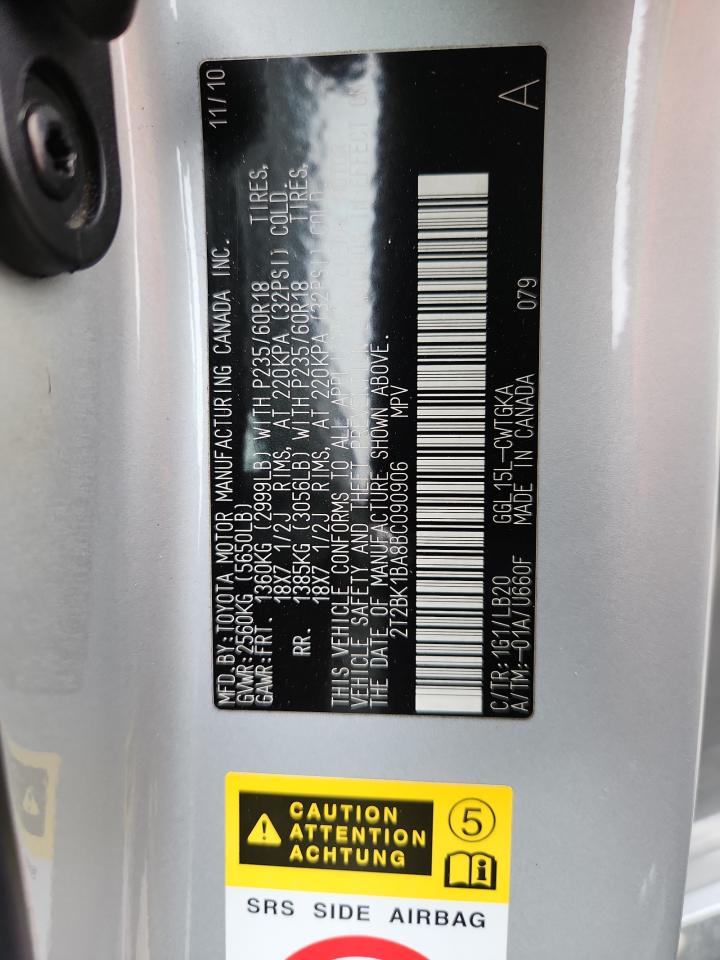 2011 Lexus Rx 350 VIN: 2T2BK1BA8BC090906 Lot: 92812445