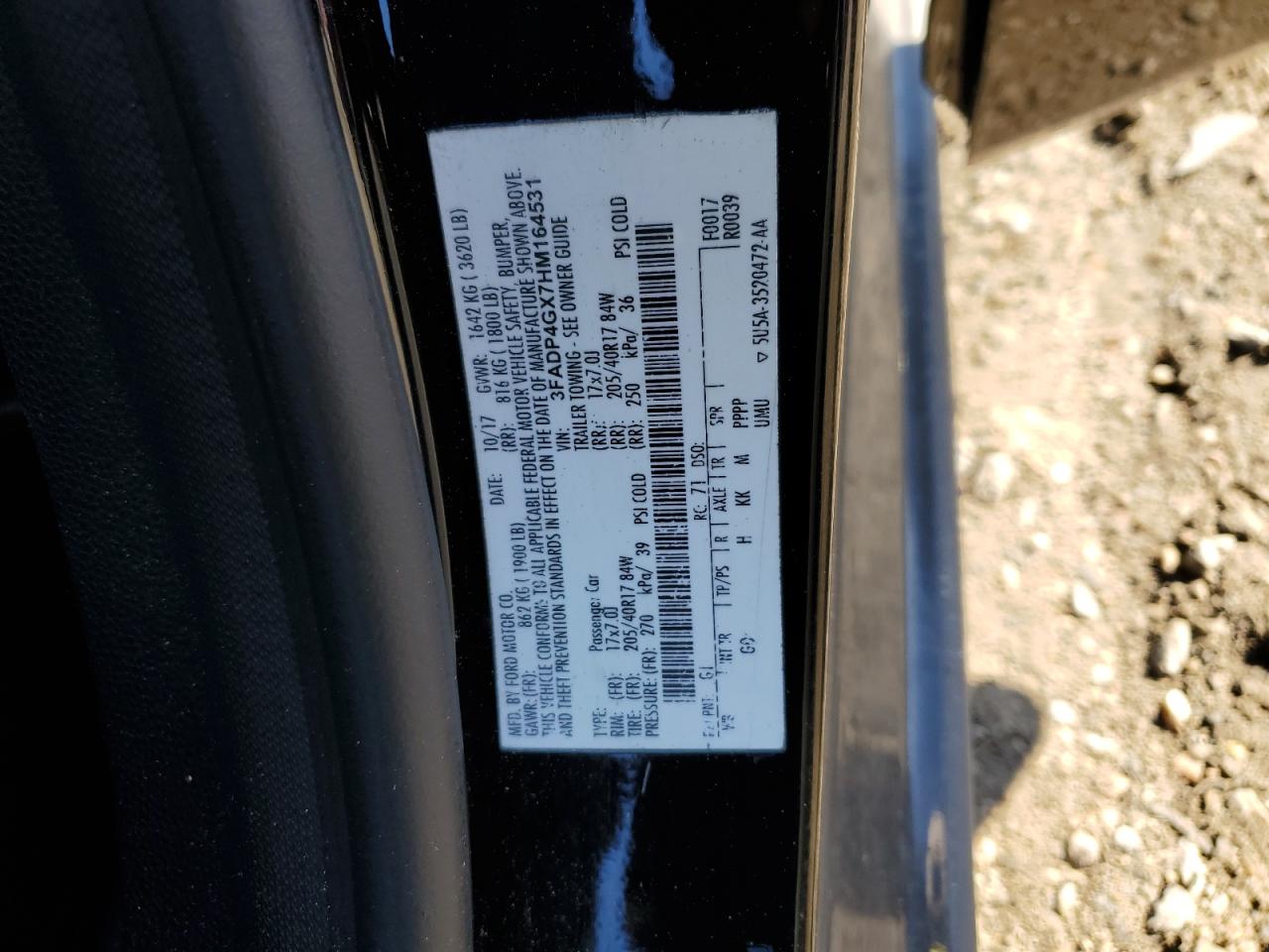 2017 Ford Fiesta St VIN: 3FADP4GX7HM164531 Lot: 93209235