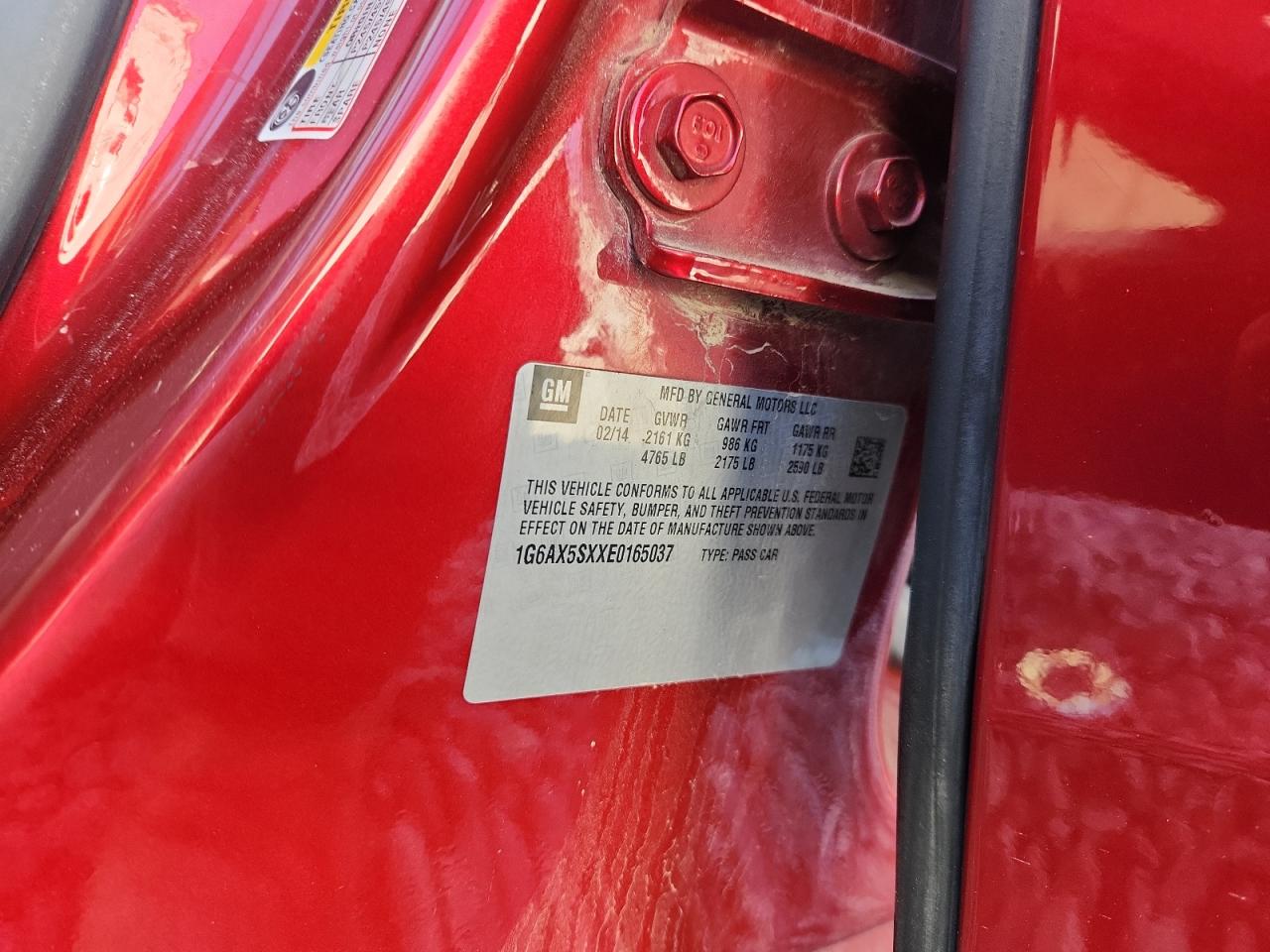 2014 Cadillac Cts Luxury Collection VIN: 1G6AX5SXXE0165037 Lot: 93044685