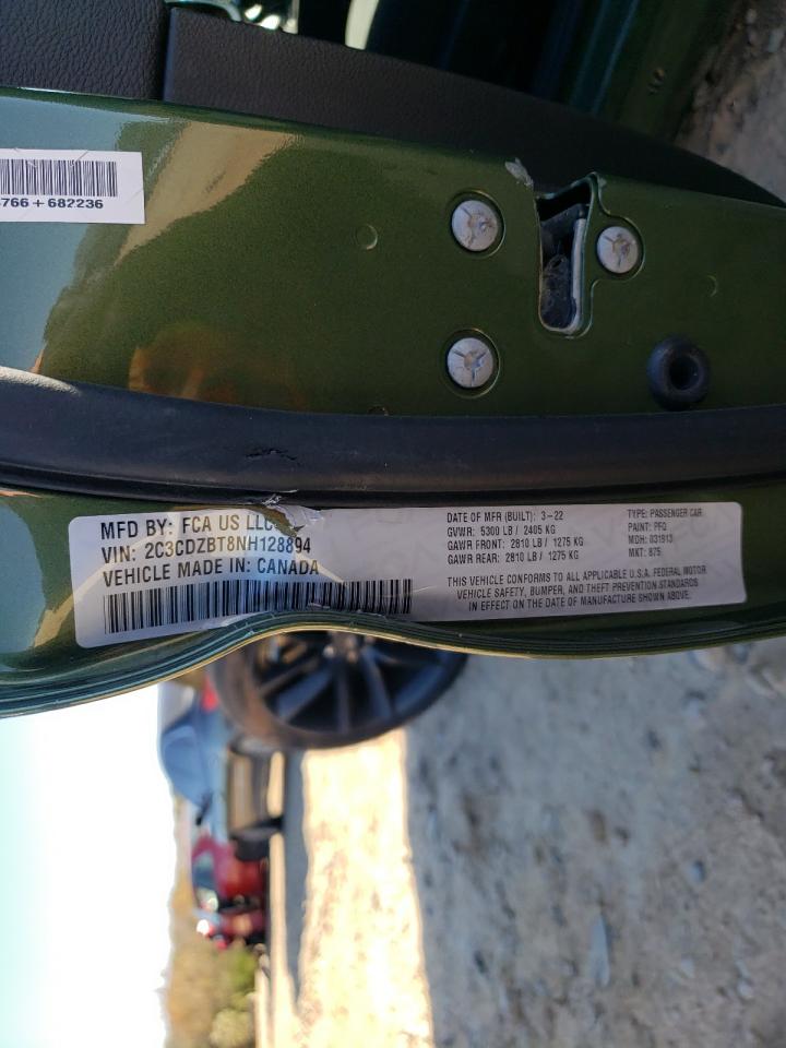 2022 Dodge Challenger R/T VIN: 2C3CDZBT8NH128894 Lot: 92362855