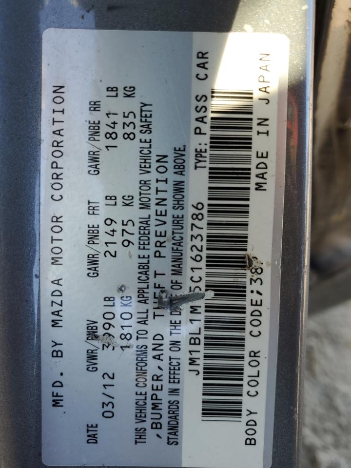 2012 Mazda 3 I VIN: JM1BL1M75C1623786 Lot: 93019315