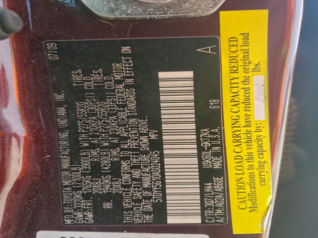 2010 Toyota Sequoia Platinum VIN: 5TDYY5G10AS024045 Lot: 94241925