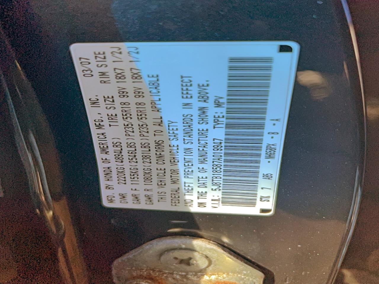 Фото: 5J8TB18587A019947