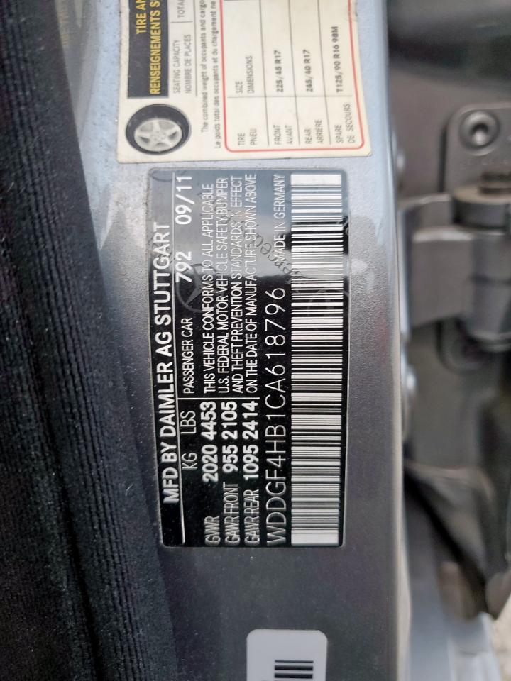 2012 Mercedes-Benz C 250 VIN: WDDGF4HB1CA618796 Lot: 93520215