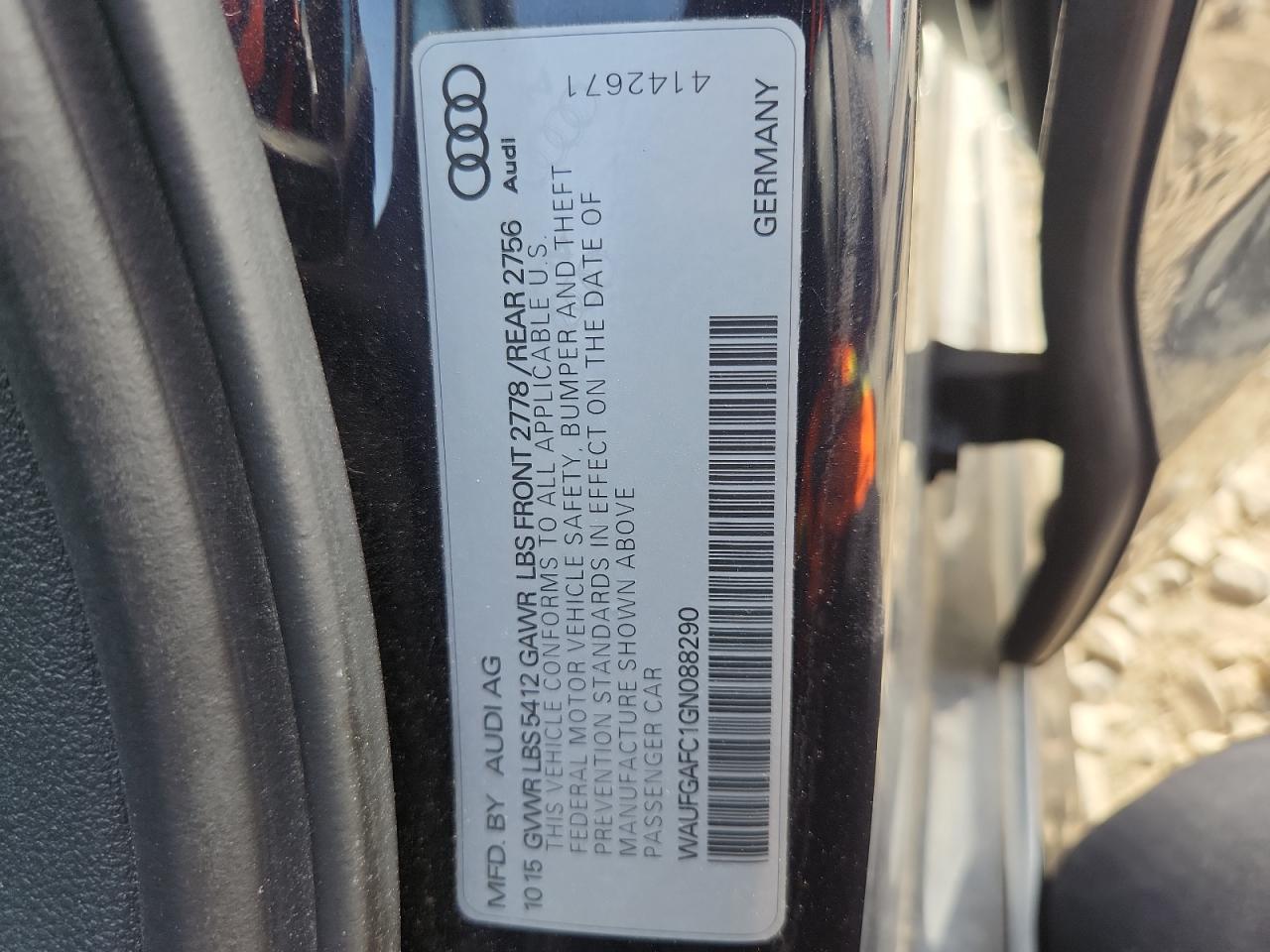 2016 Audi A6 Premium Plus VIN: WAUFGAFC1GN088290 Lot: 91726265