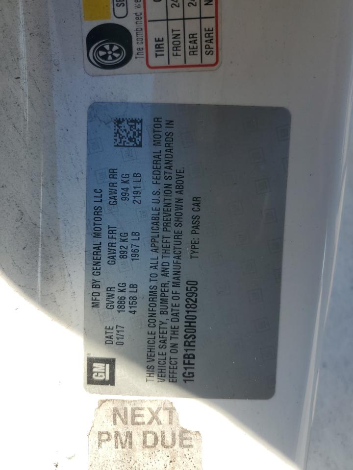 2017 Chevrolet Camaro Lt VIN: 1G1FB1RS0H0182950 Lot: 92689725