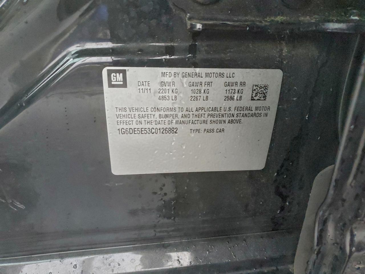 2012 Cadillac Cts Luxury Collection VIN: 1G6DE5E53C0126882 Lot: 92705425