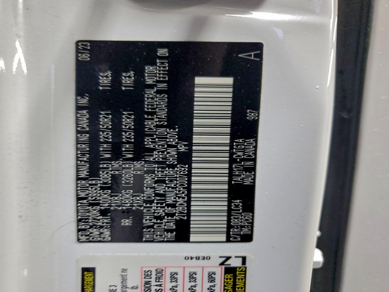 2023 Lexus Rx 500H F Sport VIN: 2T2BCMEA5PC007692 Lot: 93413145