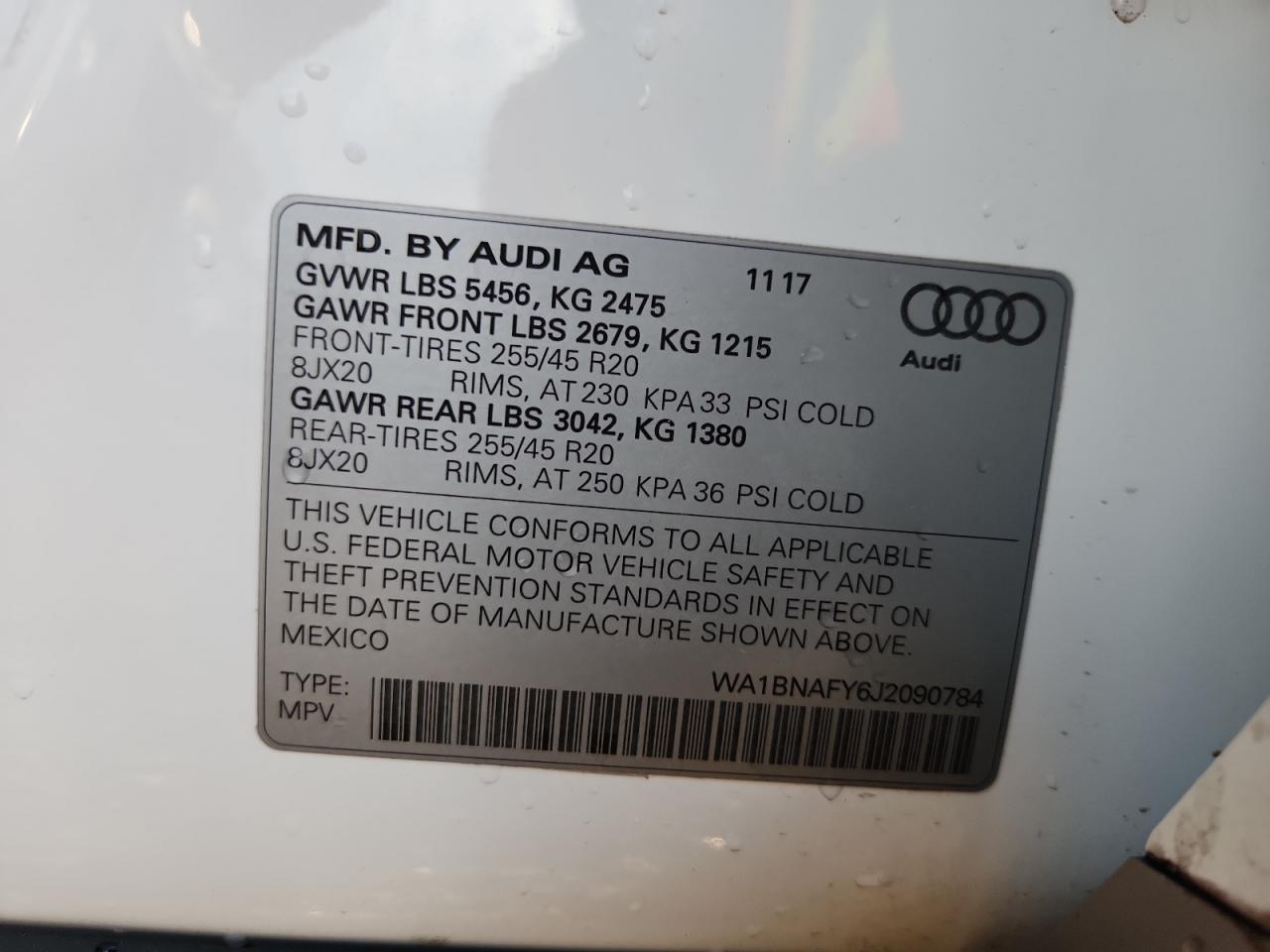 2018 Audi Q5 Premium Plus VIN: WA1BNAFY6J2090784 Lot: 92465595