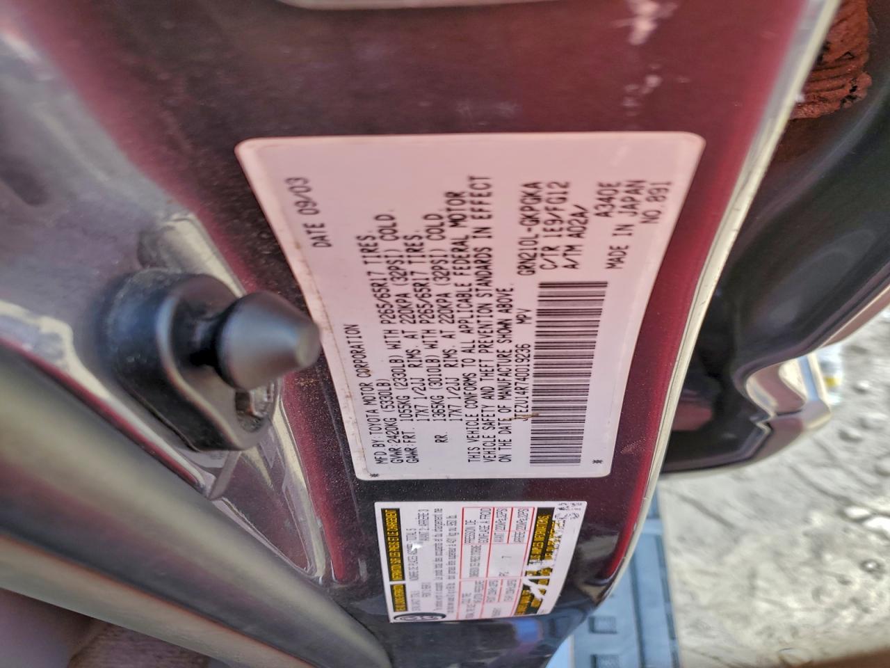 2004 Toyota 4Runner Sr5 VIN: JTEZU14R740019236 Lot: 94039305