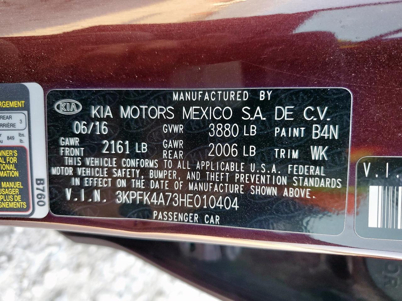 2017 Kia Forte Lx VIN: 3KPFK4A73HE010404 Lot: 91860885