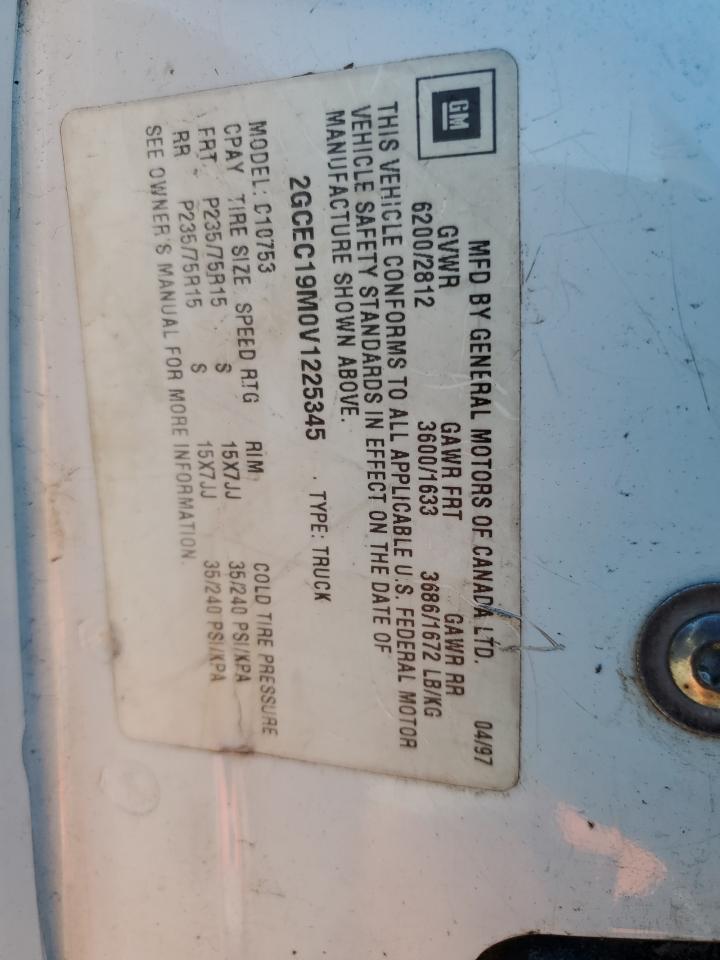 1997 Chevrolet Gmt-400 C1500 VIN: 2GCEC19M0V1225345 Lot: 91320585