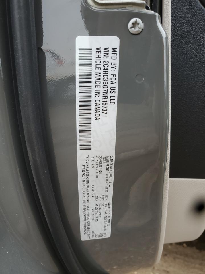 2022 Chrysler Pacifica Touring L VIN: 2C4RC3BG7NR157371 Lot: 92377215