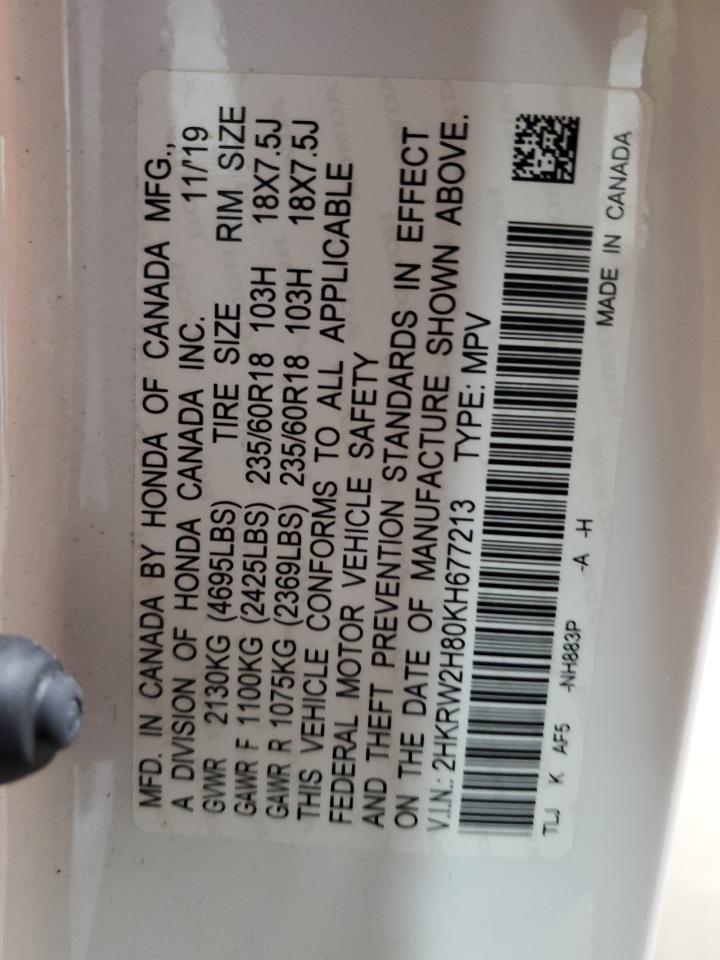 2019 Honda Cr-V Exl VIN: 2HKRW2H80KH677213 Lot: 91376325