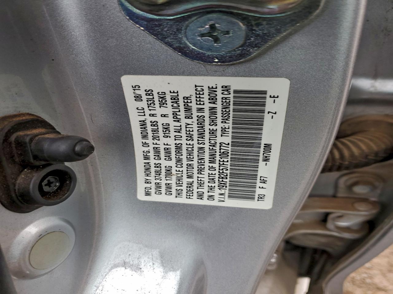 2015 Honda Civic Lx VIN: 19XFB2F57FE106772 Lot: 94307485