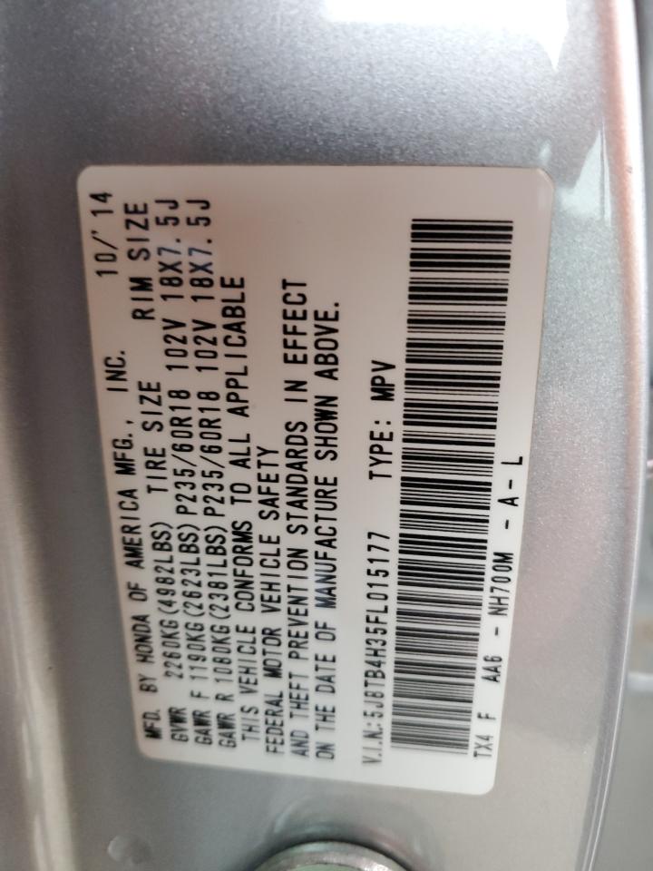 2015 Acura Rdx VIN: 5J8TB4H35FL015177 Lot: 90695665