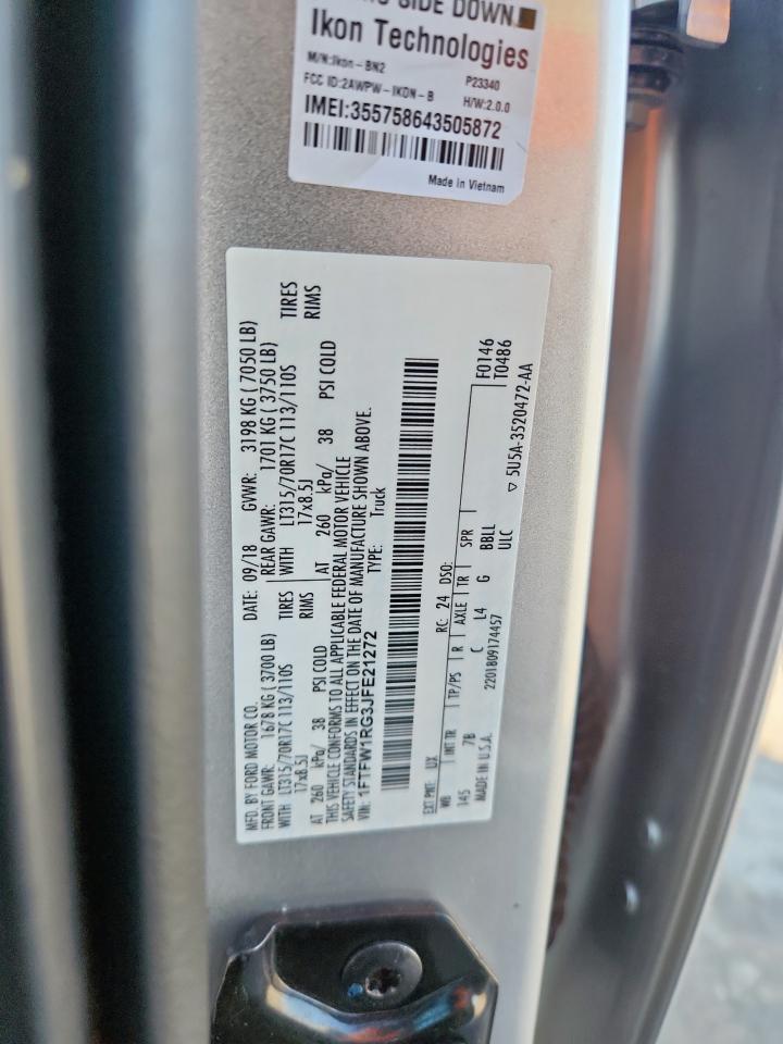 2018 Ford F150 Raptor VIN: 1FTFW1RG3JFE21272 Lot: 91715125