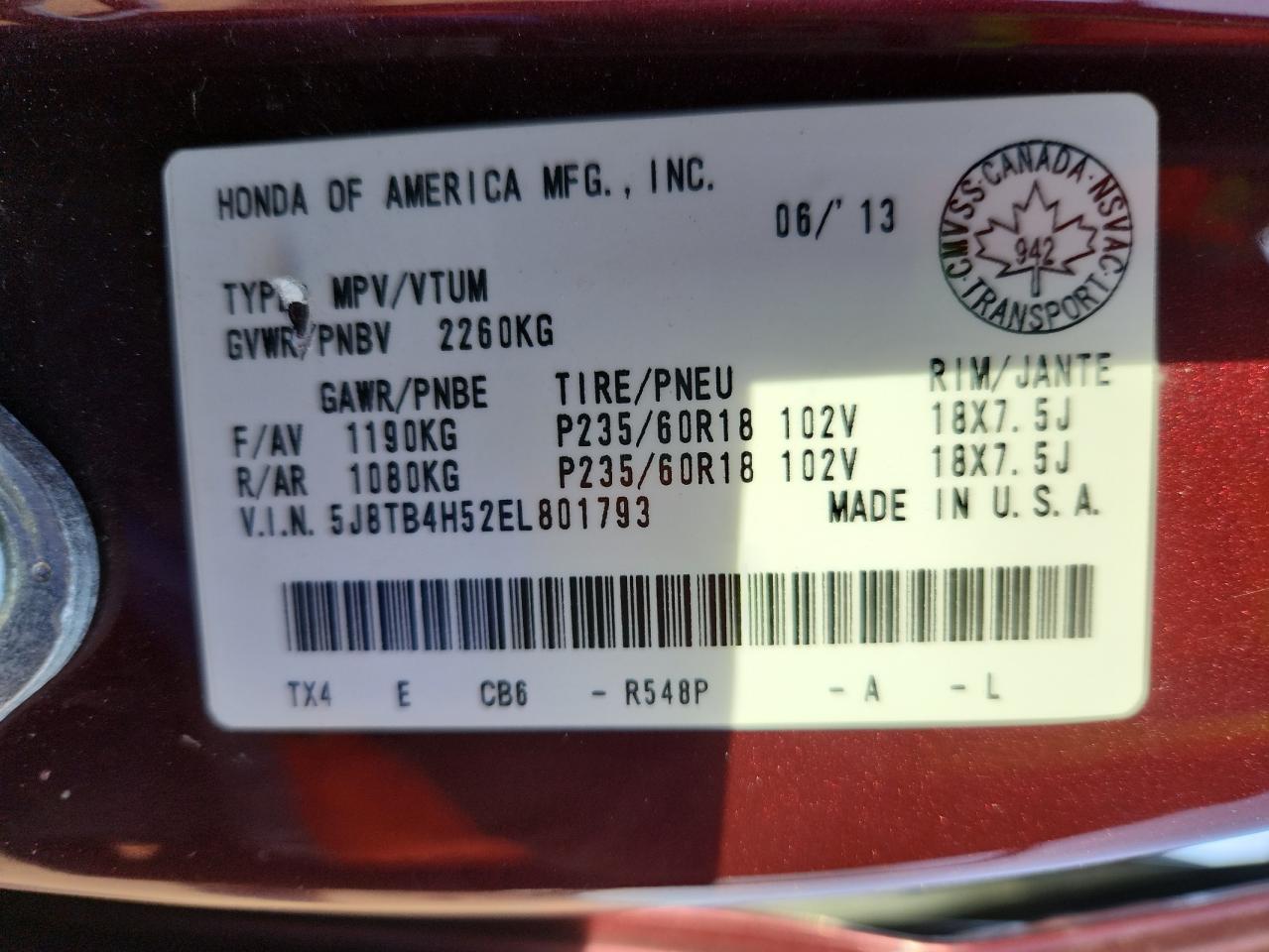 2014 Acura Rdx Technology VIN: 5J8TB4H52EL801793 Lot: 92358605