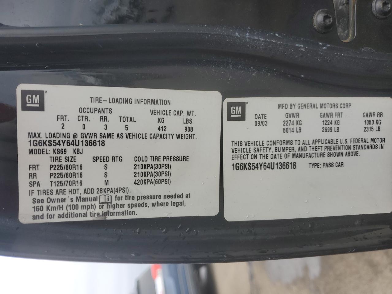 2004 Cadillac Seville Sls VIN: 1G6KS54Y64U136618 Lot: 92160785