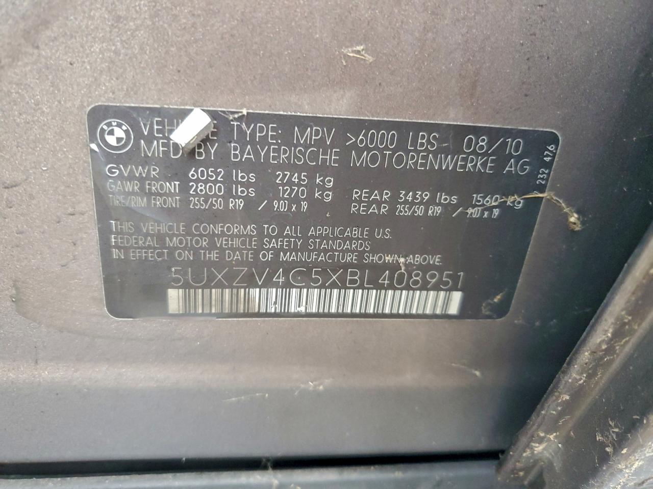 2011 BMW X5 xDrive35I VIN: 5UXZV4C5XBL408951 Lot: 94335835