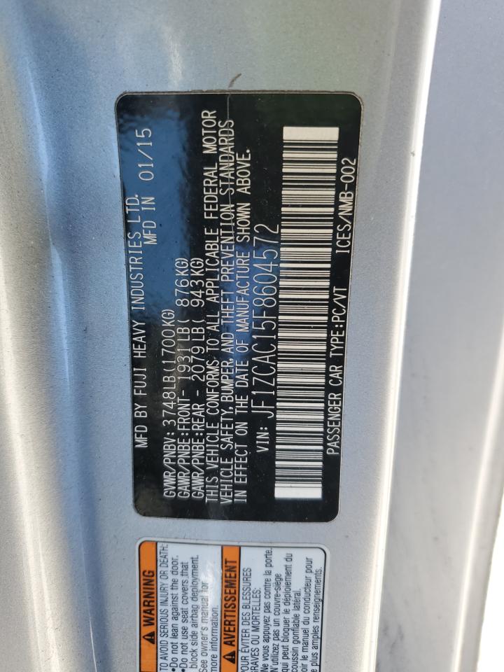 2015 Subaru Brz 2.0 Limited VIN: JF1ZCAC15F8604572 Lot: 92814495