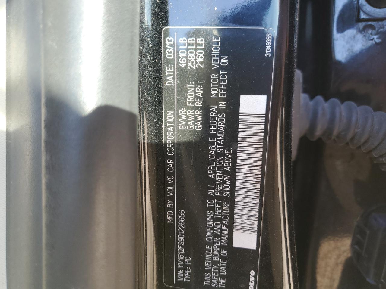 2013 Volvo S60 T5 VIN: YV1612FS9D1226656 Lot: 91301575