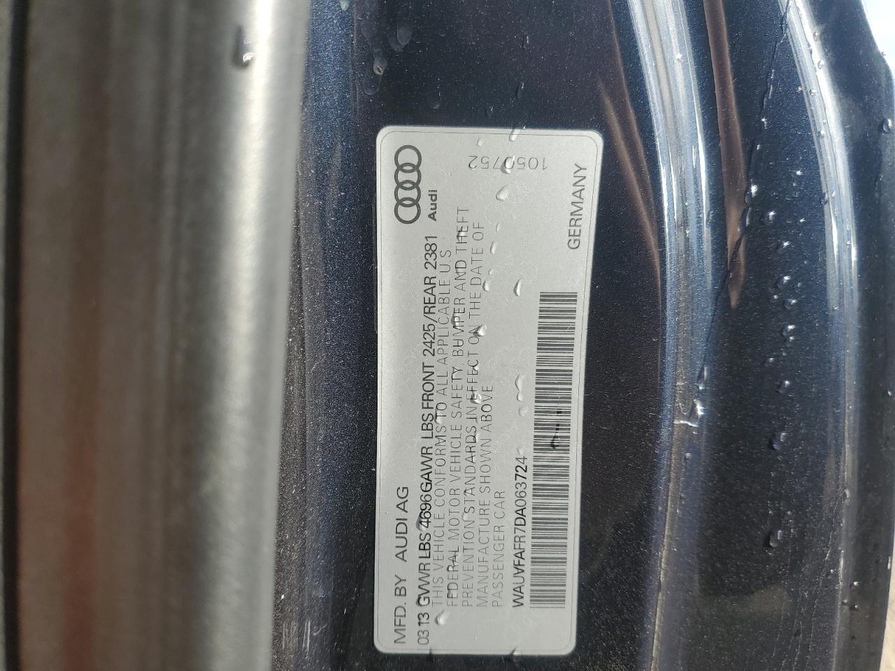 2013 Audi A5 Prestige VIN: WAUVFAFR7DA063724 Lot: 91310955