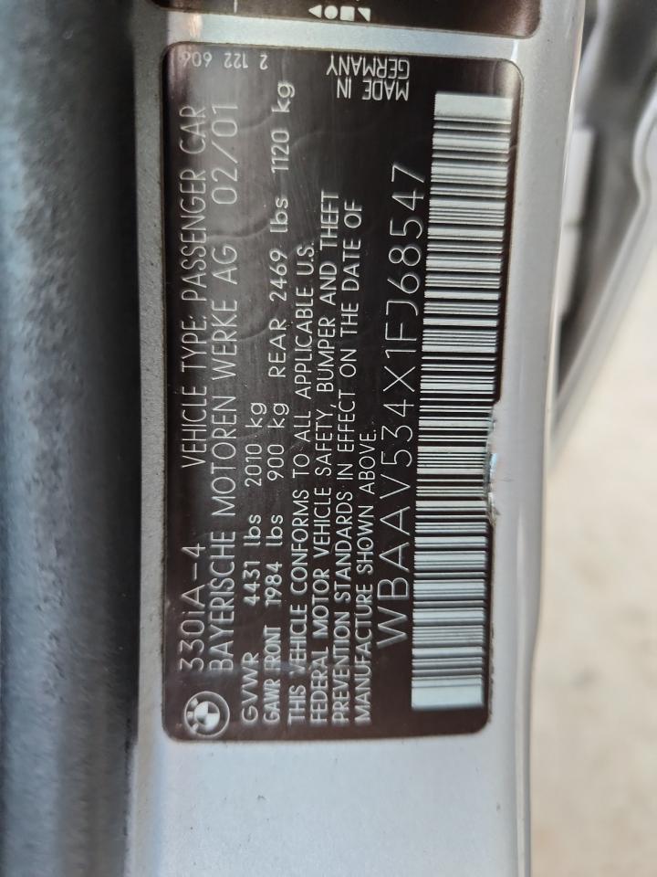 2001 BMW 330 I VIN: WBAAV534X1FJ68547 Lot: 93373685