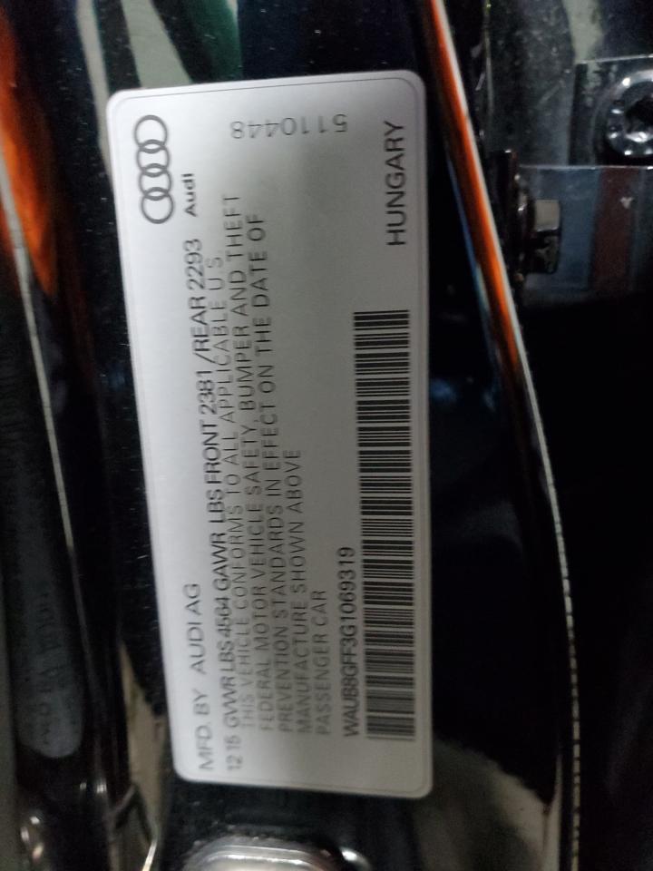 2016 Audi A3 Premium VIN: WAUB8GFF3G1069319 Lot: 92429575