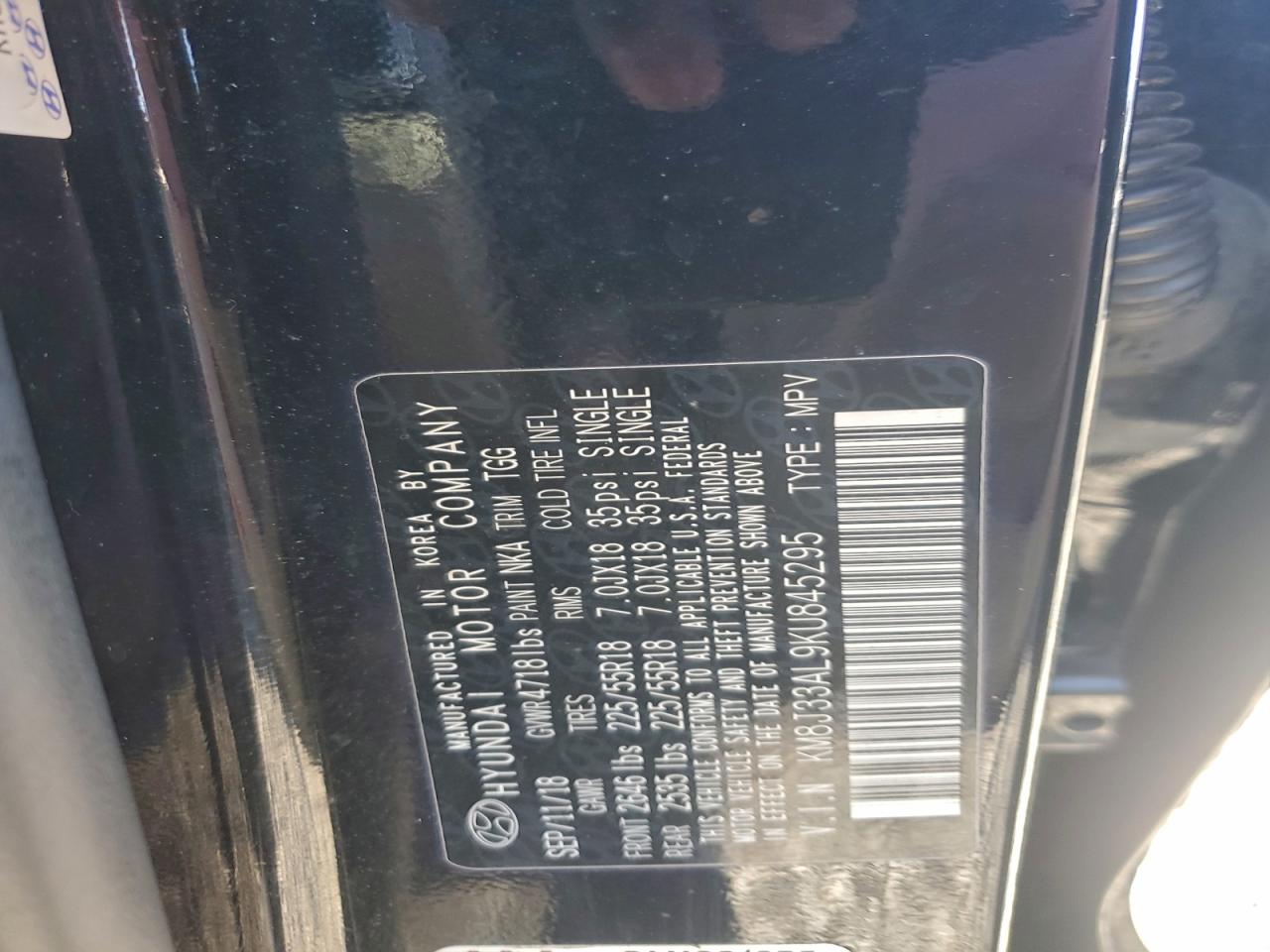 2019 Hyundai Tucson Limited VIN: KM8J33AL9KU845295 Lot: 94533585