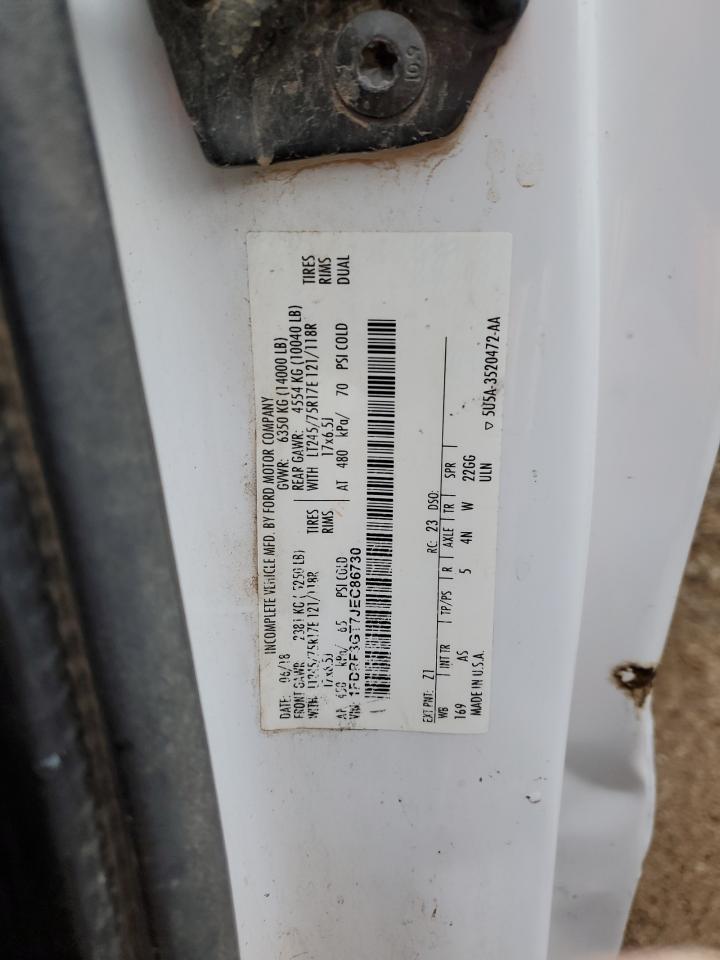 2018 Ford F350 Super Duty VIN: 1FDRF3GT7JEC86730 Lot: 91394315