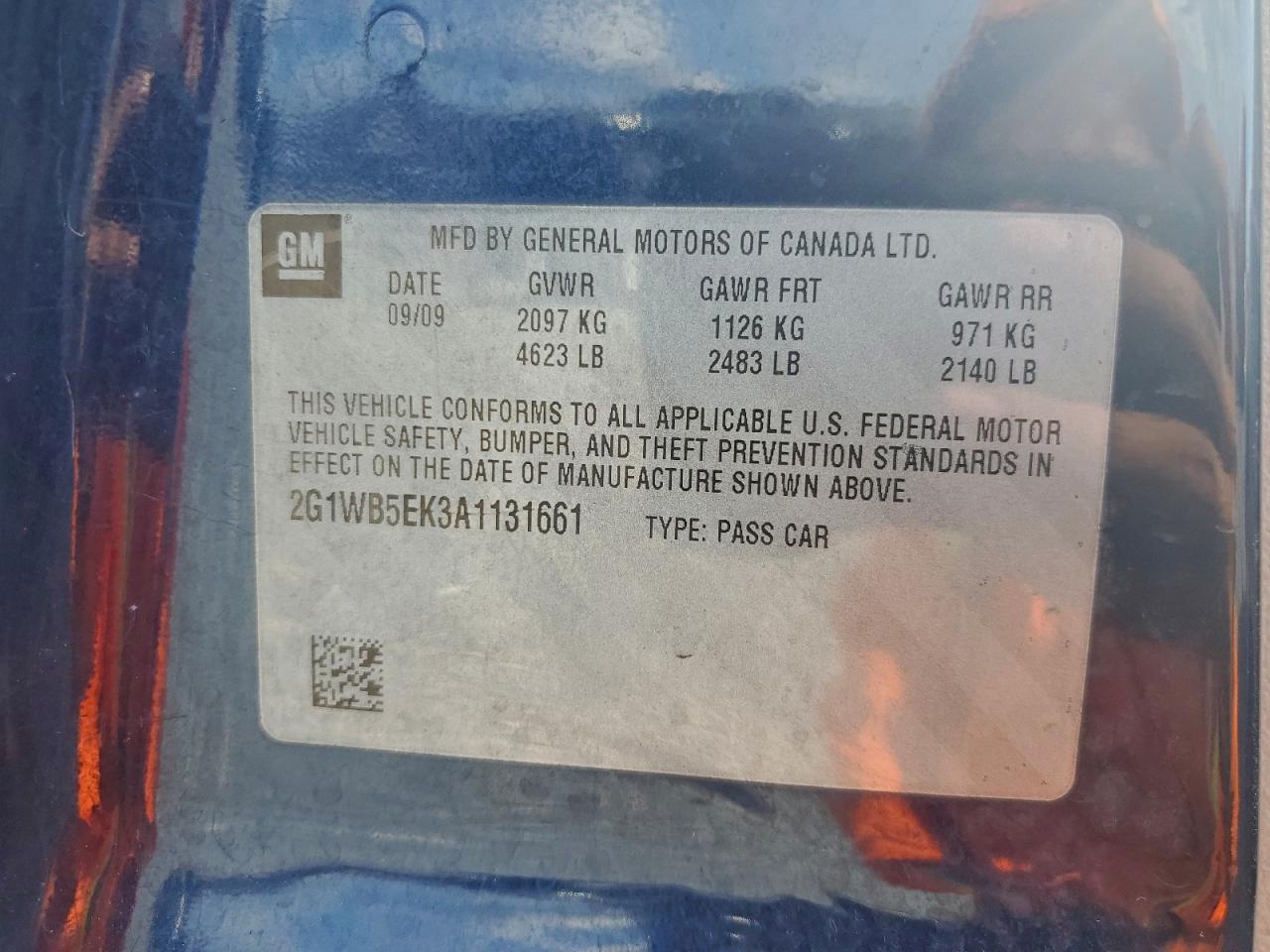 2010 Chevrolet Impala Lt VIN: 2G1WB5EK3A1131661 Lot: 94365605