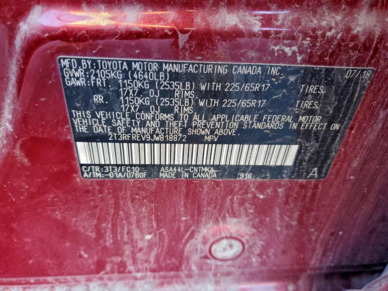 2018 Toyota Rav4 Adventure VIN: 2T3RFREV9JW818872 Lot: 93940375