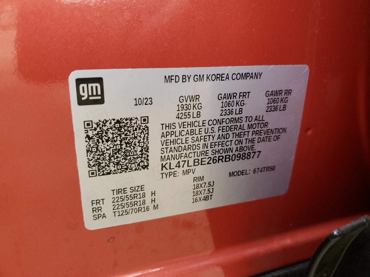 2024 Buick Envista Sport Touring VIN: KL47LBE26RB098877 Lot: 91359745