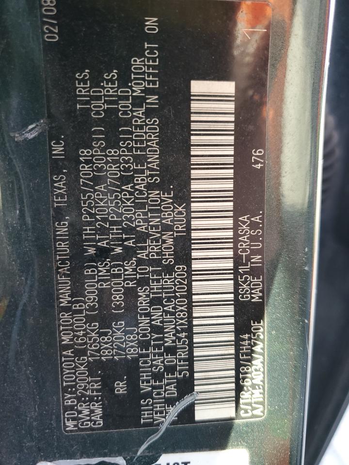 2008 Toyota Tundra Double Cab VIN: 5TFRU541X8X010209 Lot: 92218025