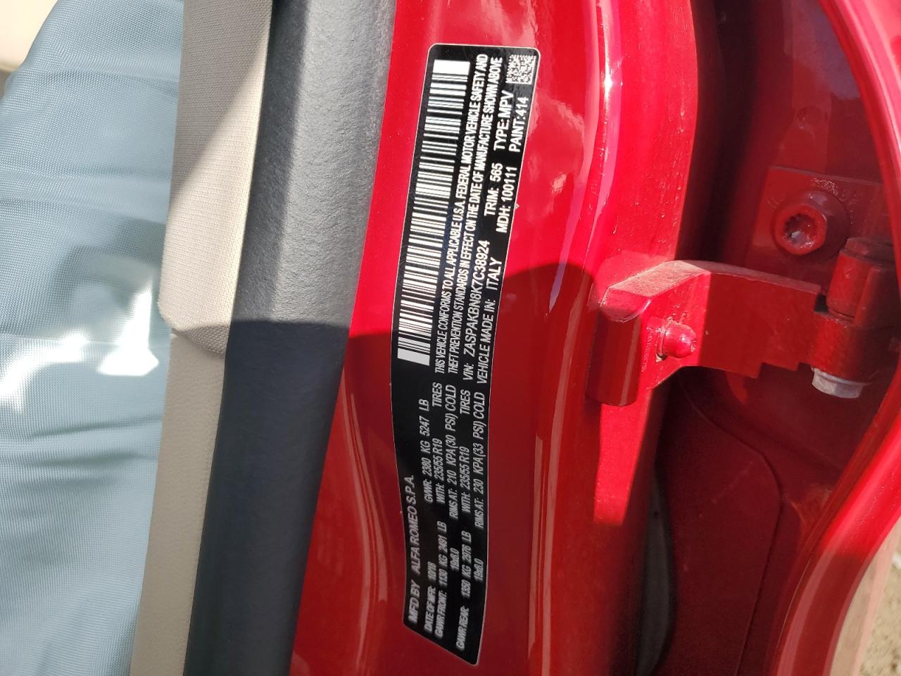 2019 Alfa Romeo Stelvio Ti VIN: ZASPAKBN8K7C38924 Lot: 90868585