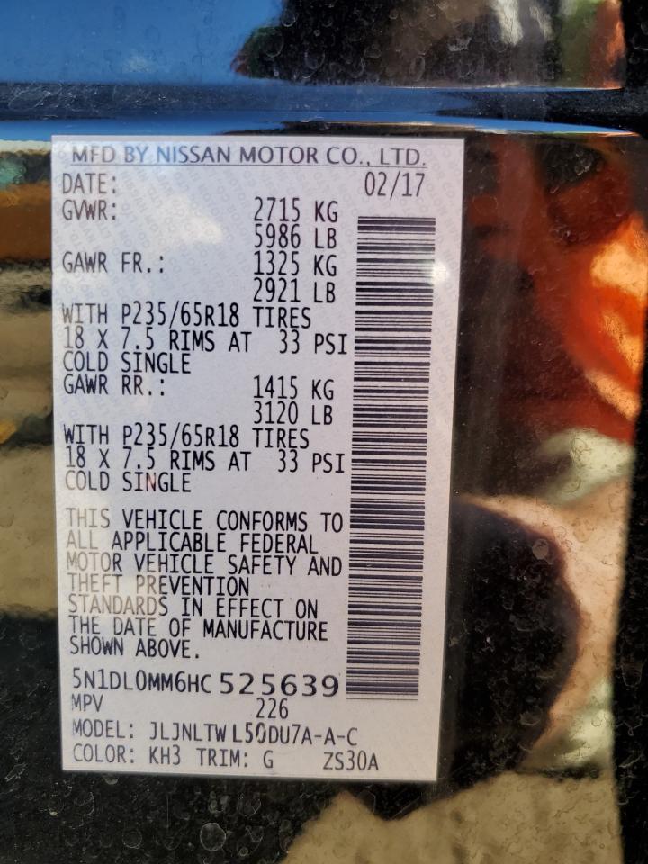 2017 Infiniti Qx60 VIN: 5N1DL0MM6HC525639 Lot: 93714105