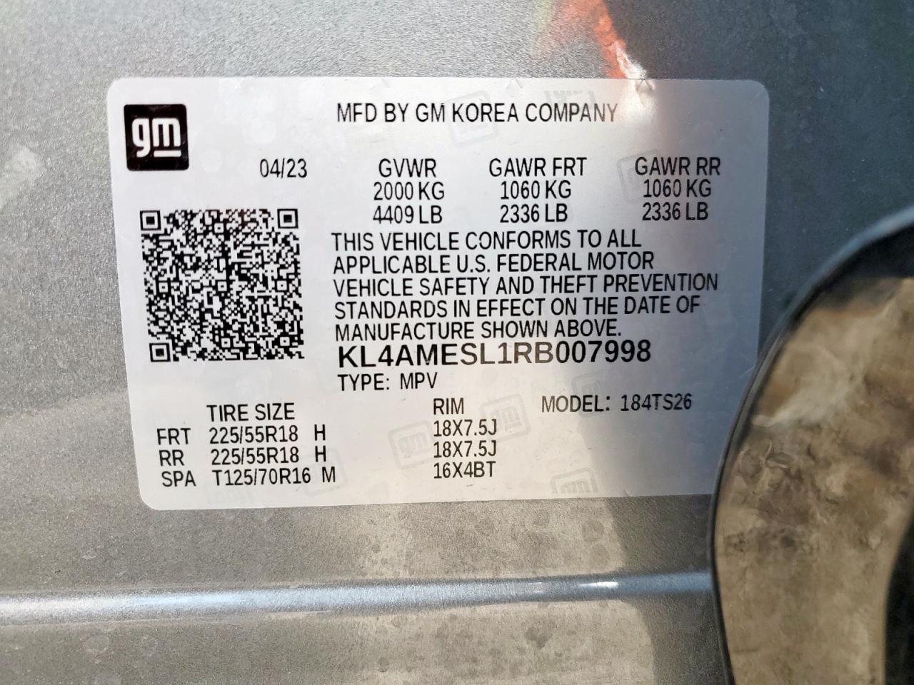 2024 Buick Encore Gx Sport Touring VIN: KL4AMESL1RB007998 Lot: 92683505