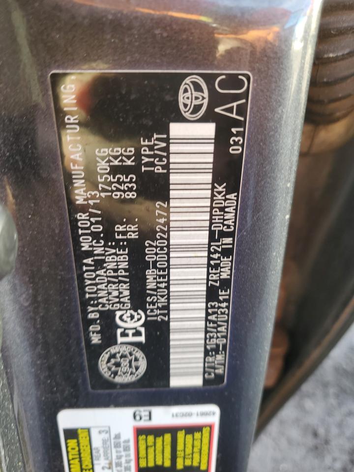 2013 Toyota Corolla Matrix VIN: 2T1KU4EE0DC022472 Lot: 91846865