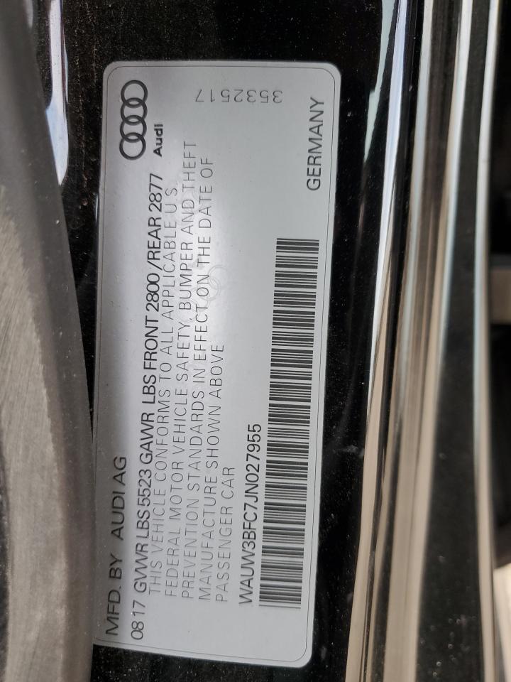2018 Audi A7 Premium Plus VIN: WAUW3BFC7JN027955 Lot: 91839525