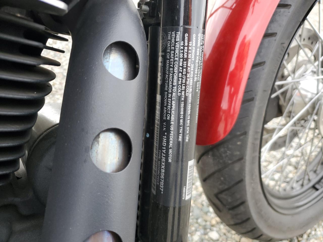 2019 Harley-Davidson Fxbb VIN: 1HD1YJJ6XKB067037 Lot: 92227665