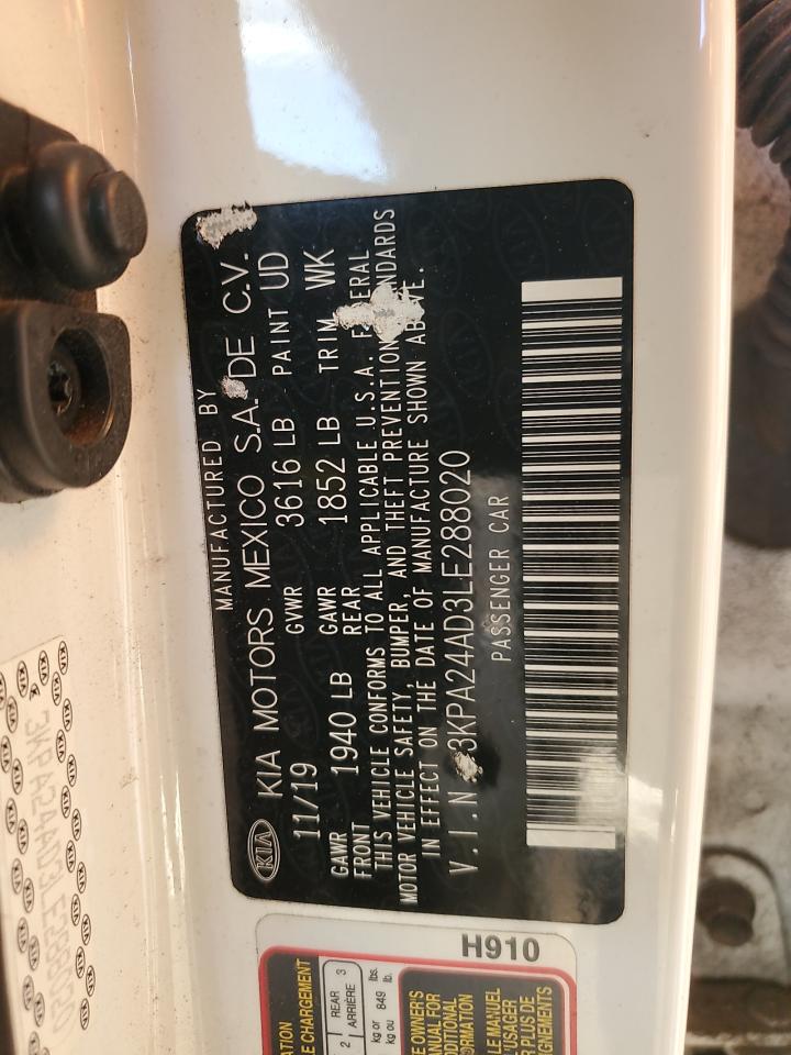 2020 Kia Rio Lx VIN: 3KPA24AD3LE288020 Lot: 92463525