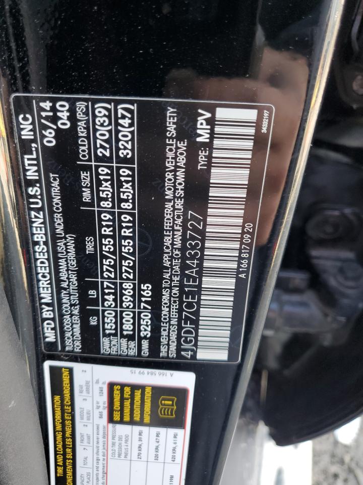 2014 Mercedes-Benz Gl 450 4Matic VIN: 4JGDF7CE1EA433727 Lot: 92665775