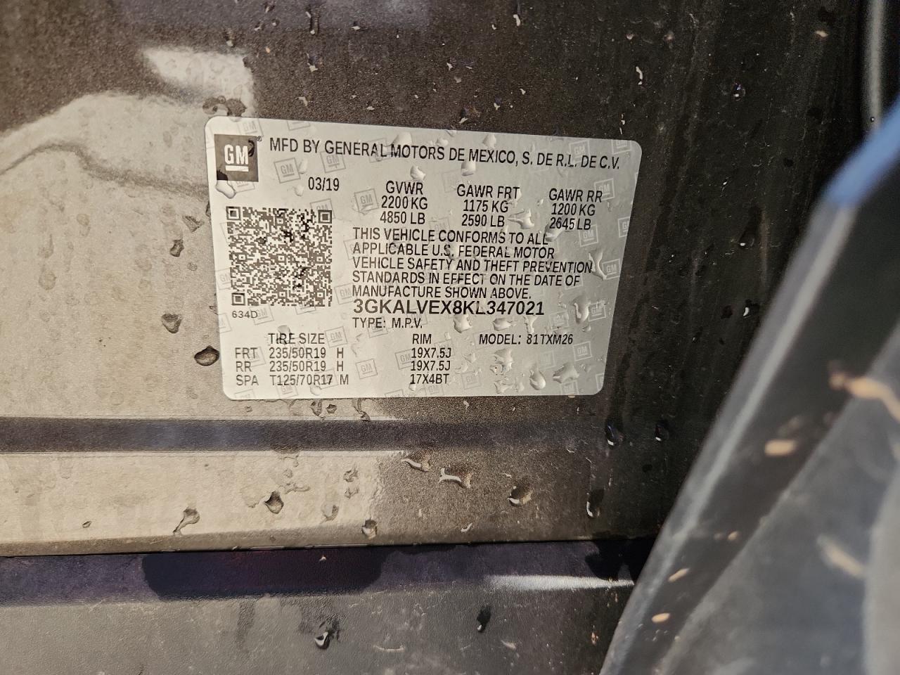 2019 GMC Terrain Slt VIN: 3GKALVEX8KL347021 Lot: 90355635