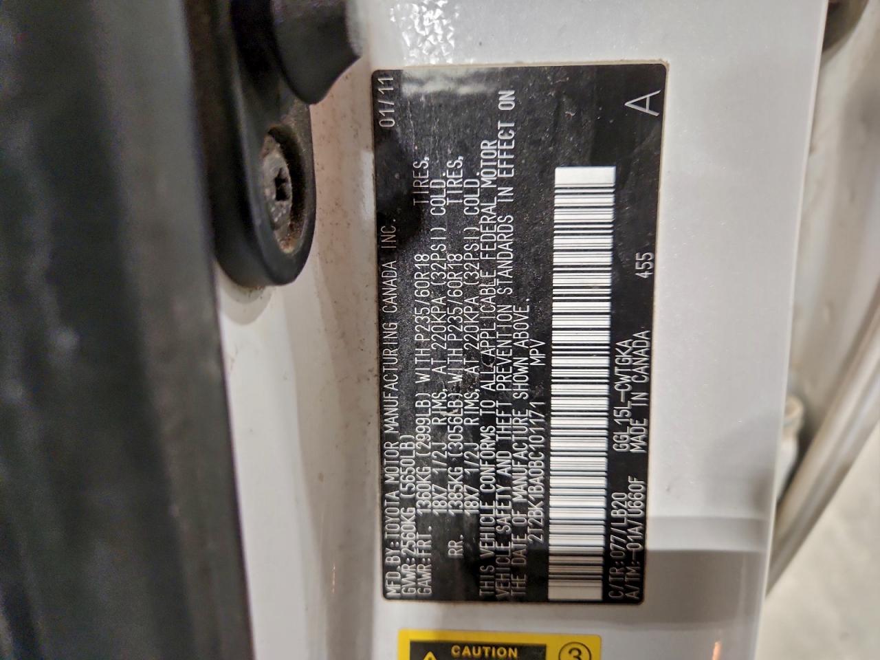 2011 Lexus Rx 350 VIN: 2T2BK1BA0BC101171 Lot: 94277655